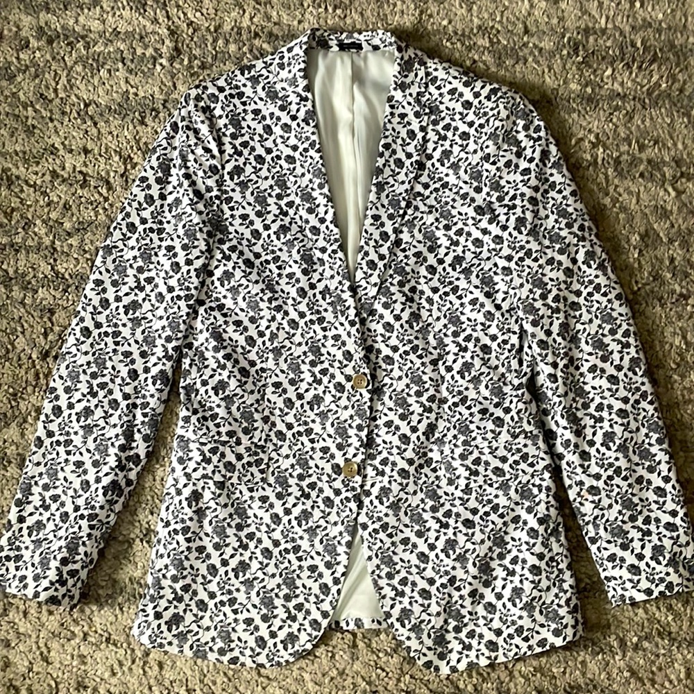White/Blk Floral Dress Jacket